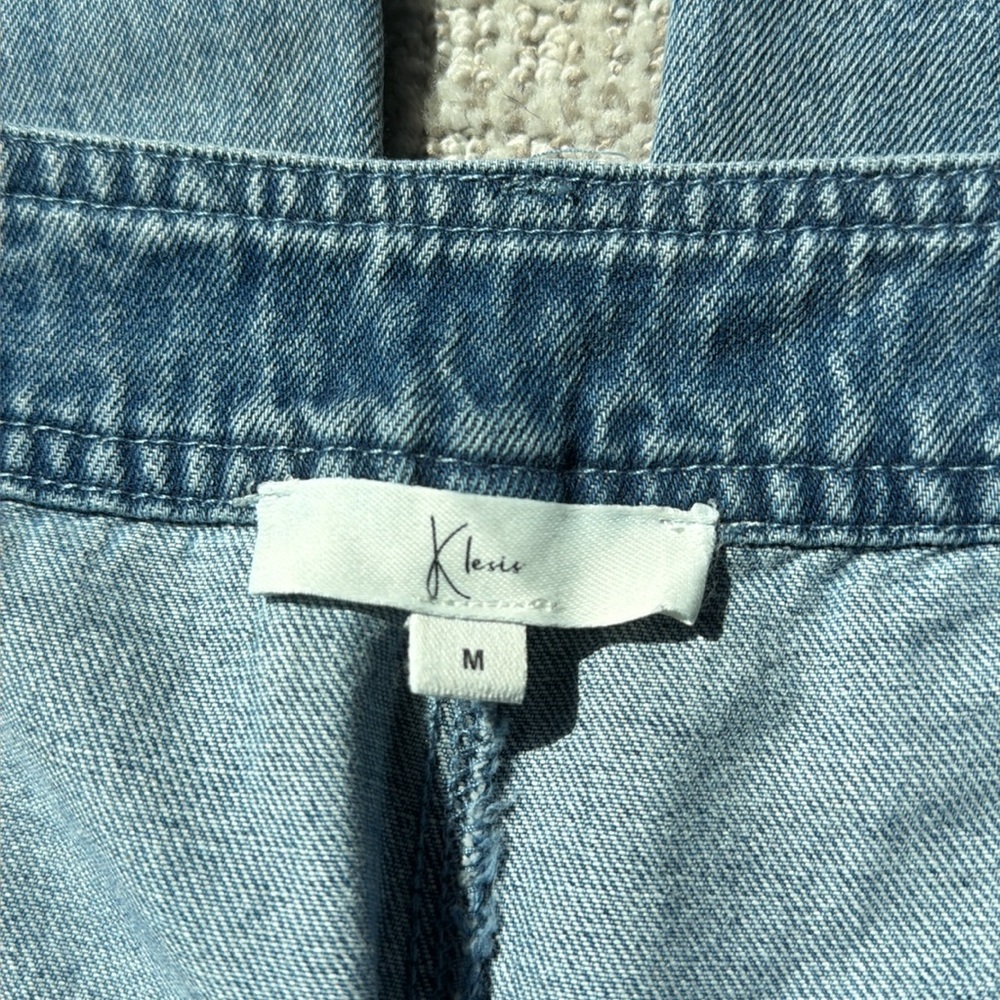 Light Blue Women's Denim Jeans with Leopard Cuff - Picture 3 of 3